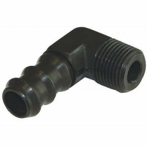 Moroso 65388 Fuel Hose Line Fitting (3/8 NPT to 1/2 Hose, 90?, Black)