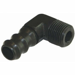 Moroso 65388 Fuel Hose Line Fitting (3/8 NPT to 1/2 Hose, 90?, Black)