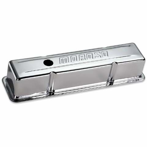 Moroso 68103 Chrome-Plated Stamped-Steel Valve Cover (SBC, Tall, Baffled)