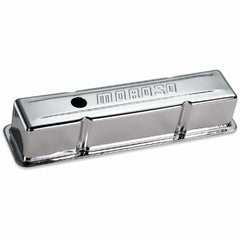 Moroso 68103 Chrome-Plated Stamped-Steel Valve Cover (SBC, Tall, Baffled)