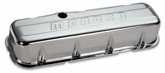 Moroso 68113 Chrome-Plated Stamped Steel Valve Cover (BBC, Tall, Baffled)