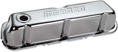 Moroso 68202 Chrome-Plated Stamped Steel Valve Covers (Ford 221-302-351W, 3.5 Tall)