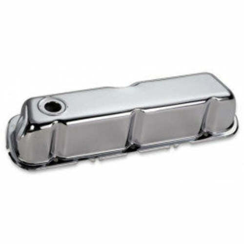 Moroso 68210 Chrome-Plated Stamped Steel Valve Covers (Ford 221-302-351W, 3.5 Tall, Baffled)