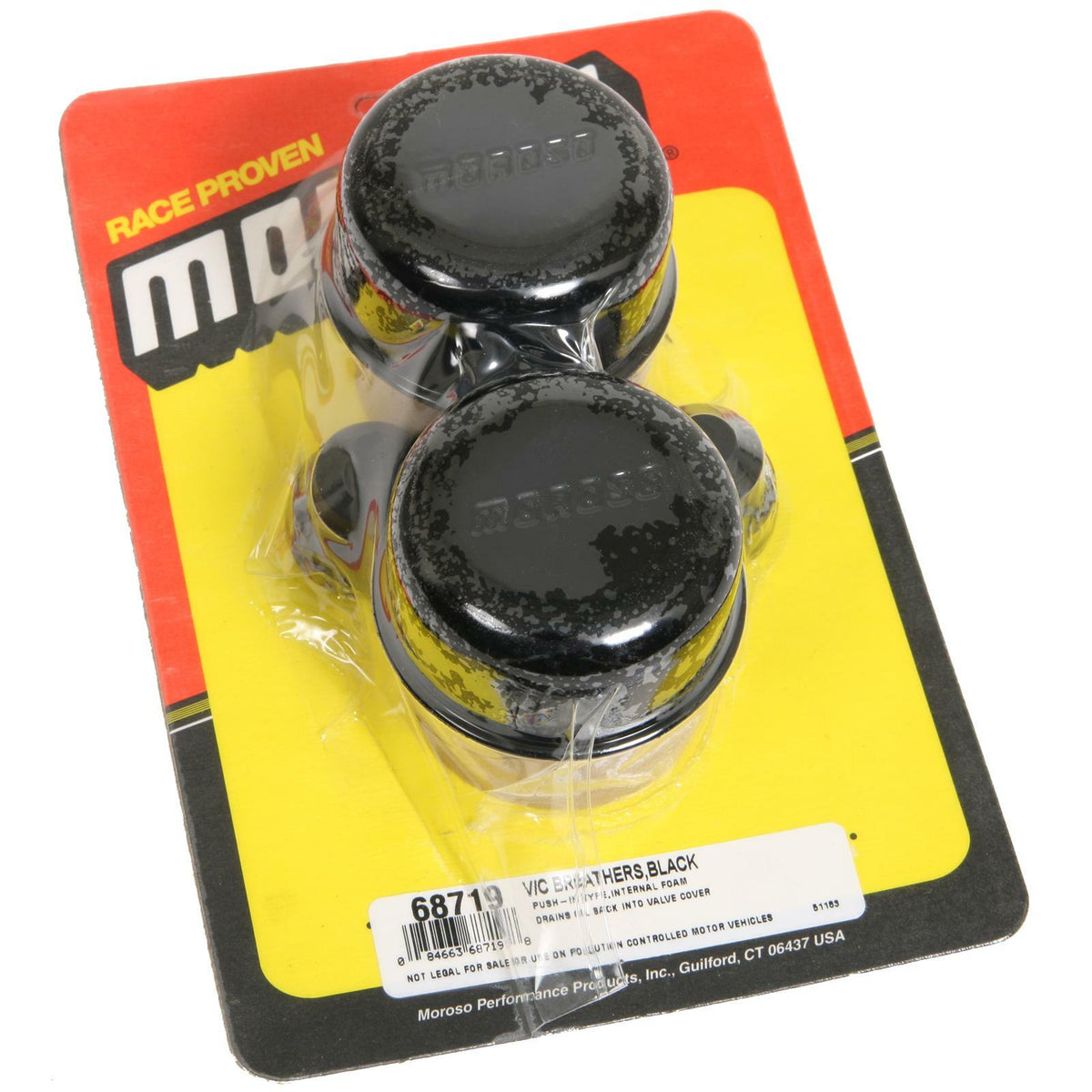 Moroso 68719 Breather, Push In, Black Powder Coat