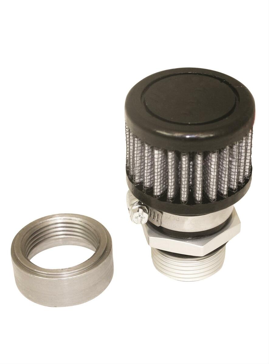 Moroso 68851 U-Weld Steel Valve Cover Breather Kit (Black Breather)
