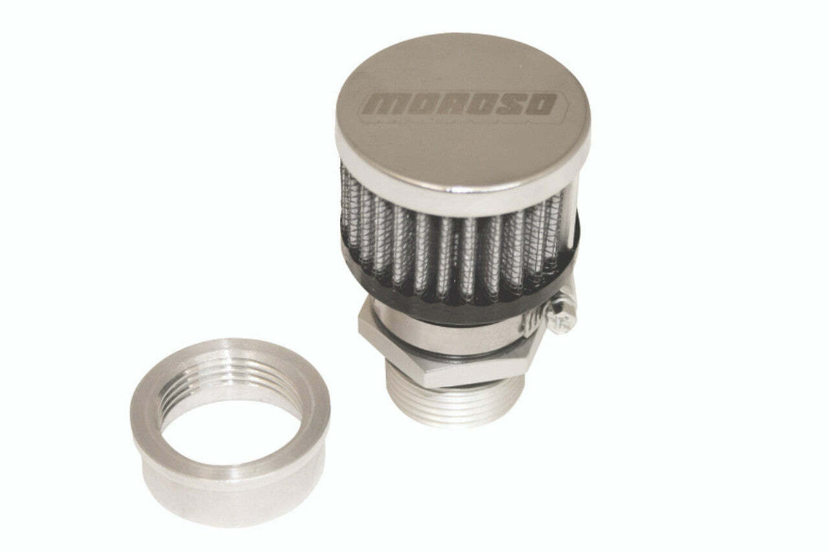 Moroso 68852 U-Weld Aluminum Valve Cover Breather Kit (Chrome Breather)