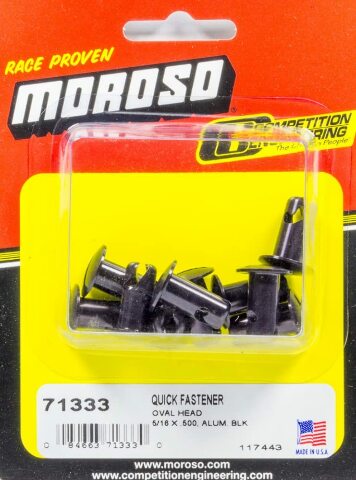 Moroso 71333 5/16 Slotted Oval-Head Quick Fasteners (Black-Aluminum/.500-Medium/10pk)