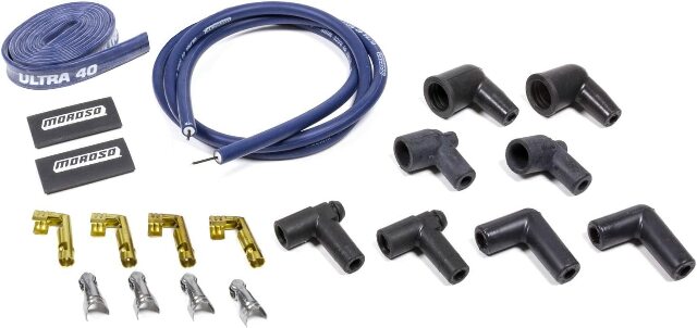 Moroso 73240 Ultra 40 Blue Universal Coil Wire Kit (Sleeved, 48, 90? Boots)