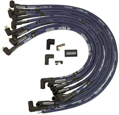 Moroso 73600 Ultra 40 Blue Custom Wire Set (Sleeved, SBC, Over VC/Non-HEI, 90? Boots)