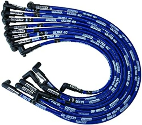Moroso 73617 Ultra 40 Blue Custom Wire Set (Sleeved, BBC, Under Header/Non-HEI, 90? Boots)