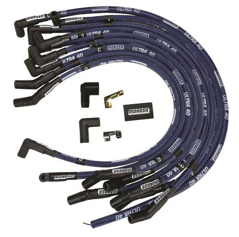 Moroso 73630 Ultra 40 Blue Custom Wire Set (Sleeved, Ford 289-302, HEI, 135? Boots)