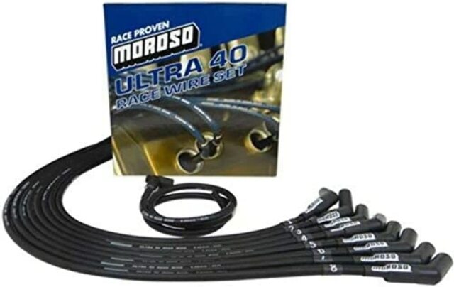Moroso 73726 Ultra 40 Black Custom Wire Set (Unsleeved, SBC, Under Header/HEI, 135? Boots)