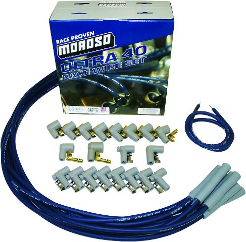 Moroso 73801 Ultra 40 Blue Universal Wire Set (Unsleeved, Straight Boots)