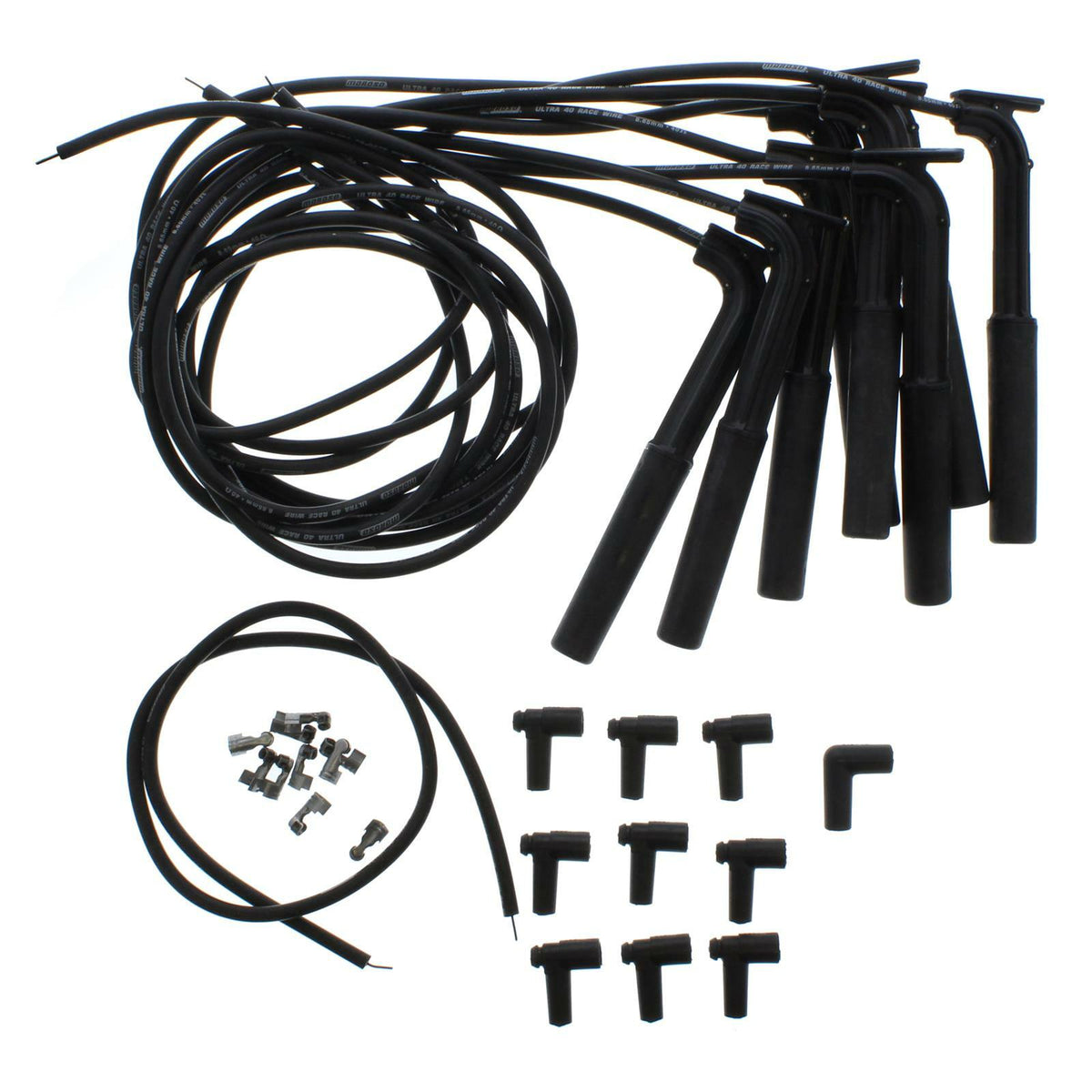 Moroso 73805 Ultra 40 Black Universal Wire Set (9 HEMI Insulators-HEI Boots/Terminals)