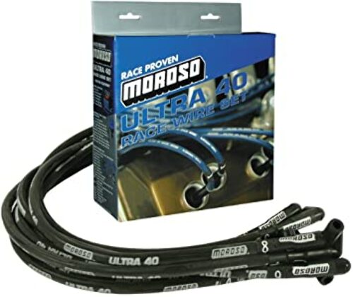 Moroso 73819 Ultra 40 Black Custom Wire Set (Sleeved, BBC, Over VC/HEI, Straight Boots)