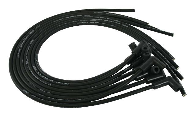 Moroso 73821 Ultra 40 Black Custom Wire Set (Sleeved, BBC, Under Header/Non-HEI, 90? Boots)