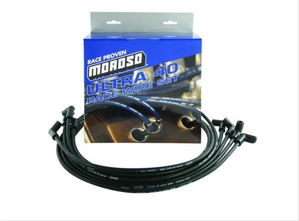Moroso 73833 Ultra 40 Black Custom Wire Set (Sleeved, Ford 289-302, HEI, 135? Boots)