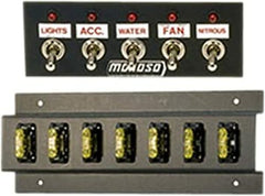 Moroso 74133 Dash-Mount Toggle Switch Panel (5 ON/OFF Switches, 7-Station Fuse Panel)