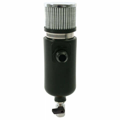 Moroso 85404 Black Polyethylene Breather Tank (-8AN Fitting, 1qt, 2 Filter)