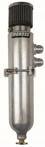Moroso 85466 Large Capacity Vacuum Pump Breather Tank (2.5 qt, Dual -12AN Fittings)