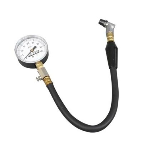 Moroso 89555 Dial Type Radial Tire Pressure Gauge (0-40 PSI, 16.25 Hose, 2-5/8 Face)