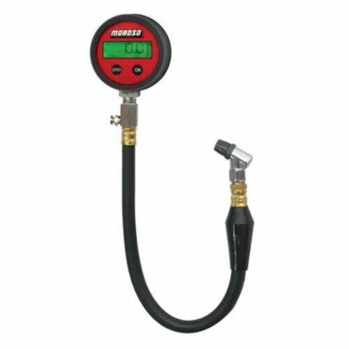 Moroso 89574 Back Lit Digital Tire Pressure Gauge (0-15 PSI, 16/14 Hose, 2-5/8 Face)
