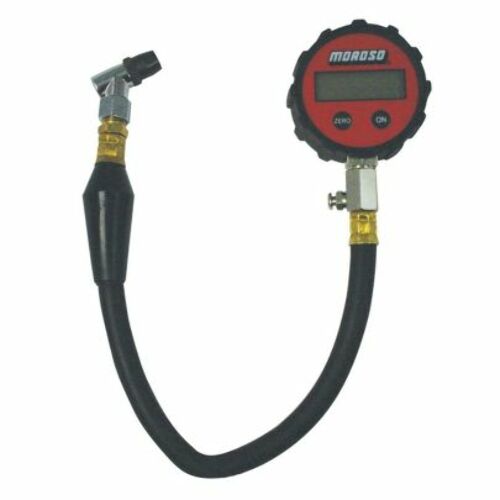 Moroso 89576 Back Lit Digital Tire Pressure Gauge (0-100 PSI, 16/14 Hose, 2-5/8 Face)