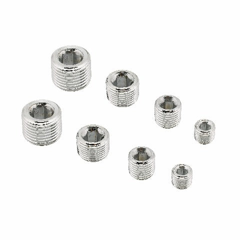 Mr. Gasket 6352G CHROME PIPE PLUG SET 8 PC