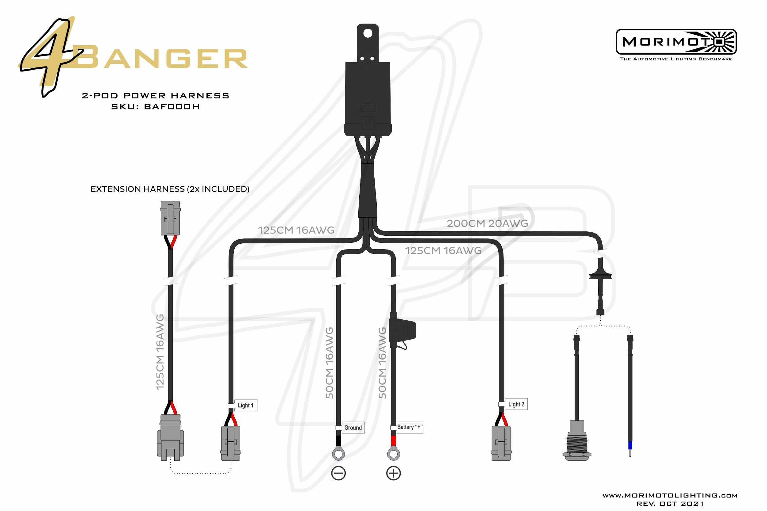 Morimoto Switched Power Harness: 2x Outputs BAF000H