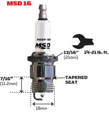 MSD Performance 3744 Spark Plug, 16IR5Y, Spark Plug Qty 1