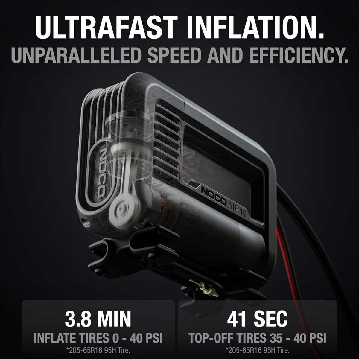 NOCO AIR10 UltraFast 10A Tire Inflator 12V Portable Air Compressor Pump Rated at 60 PSI Inflates Tires from 0-40 PSI in 3.8 Minutes with a Digital Gauge Smart Pressure and Auto-Shutoff