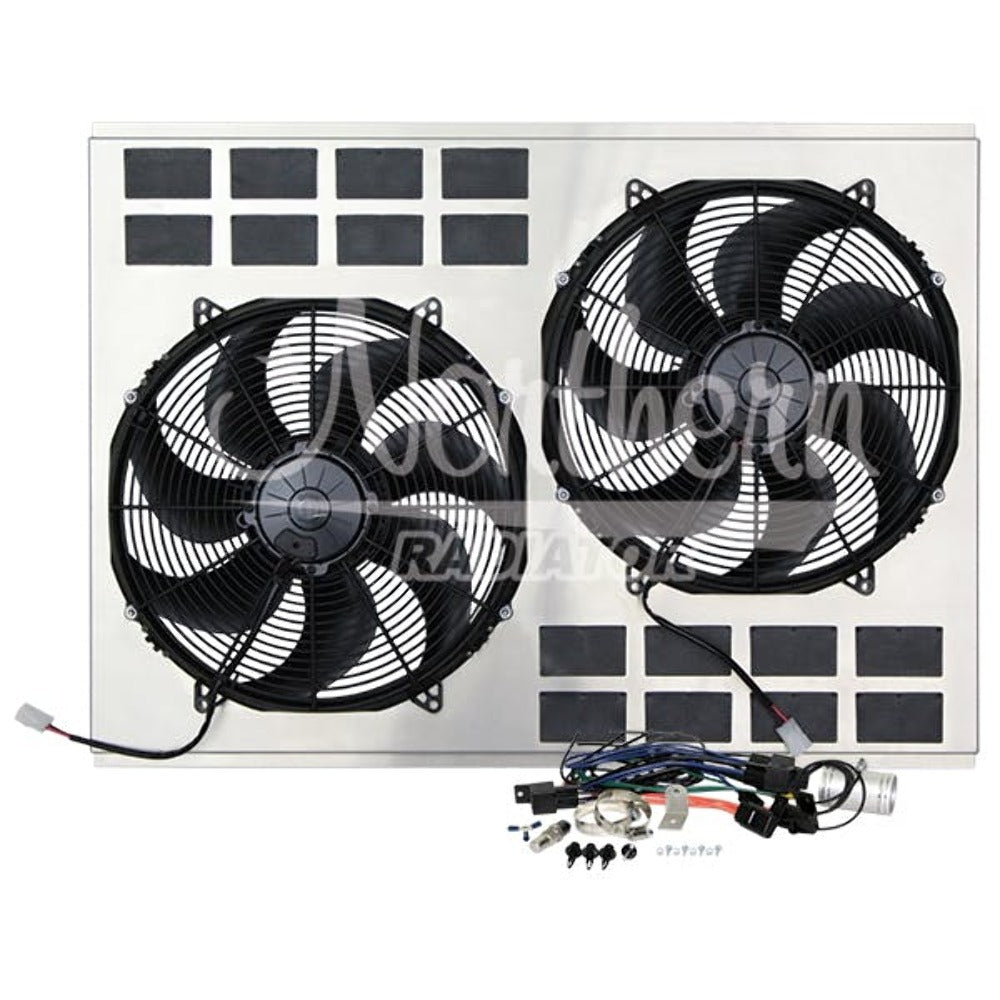 Northern Radiator Z40124 Dual High CFM 16 inch Electric Fan and Shroud - 23 3/8 x 33 3/4 x 4 5/8