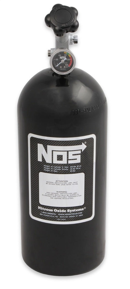 NOS 14745BNOS BOTTLE, 10 LB., W/SUPER HI-FLO, BLACK