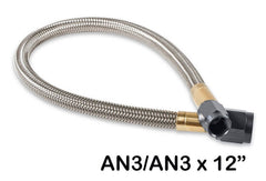 NOS 15340BNOS S.S. BRAIDED HOSE,4AN TO 3AN,1FT., BLACK