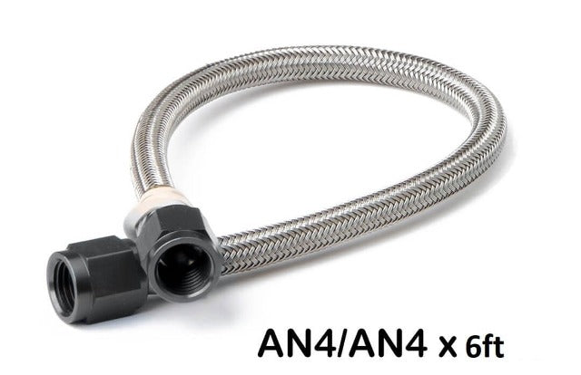 NOS 15400BNOS S.S. BRAIDED HOSE, 6AN, 1 FT., BLACK