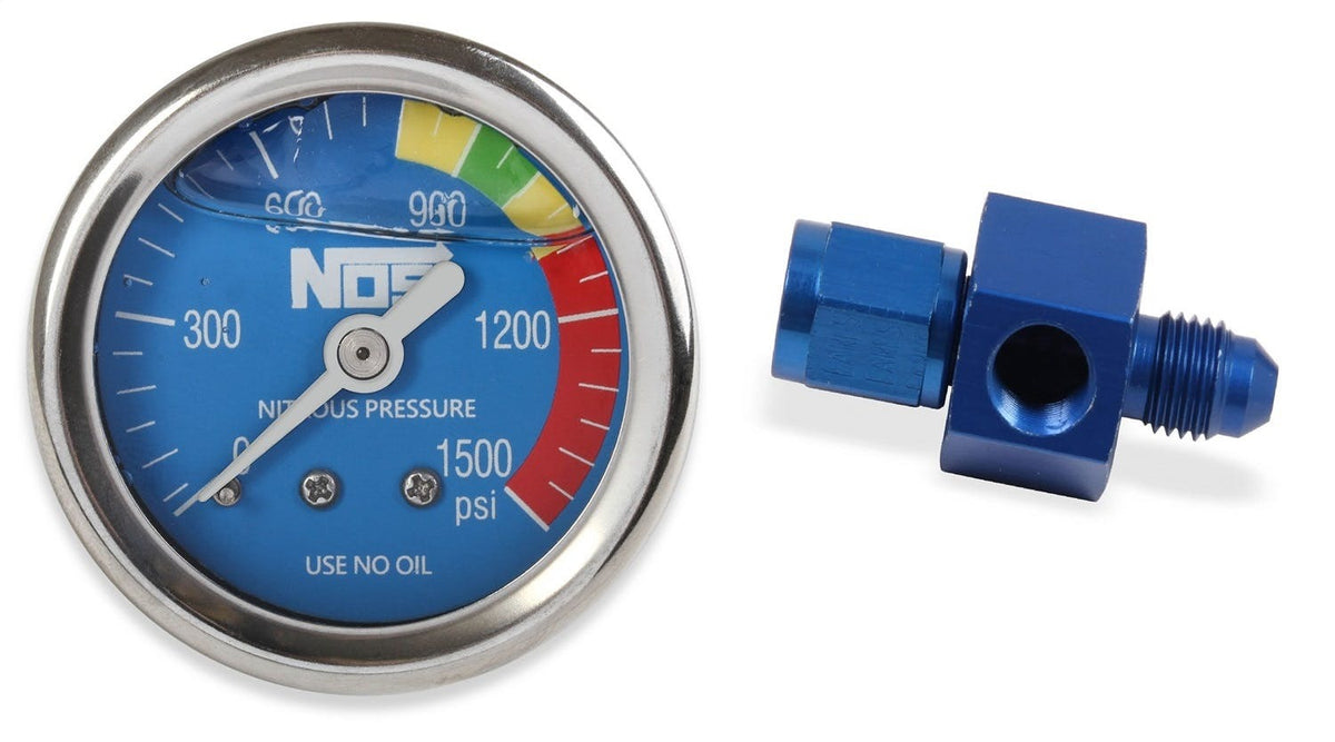 NOS 15936NOS GAUGE; N2O, BLUE, 1-1/2 SS W/AN4 ADAPTER