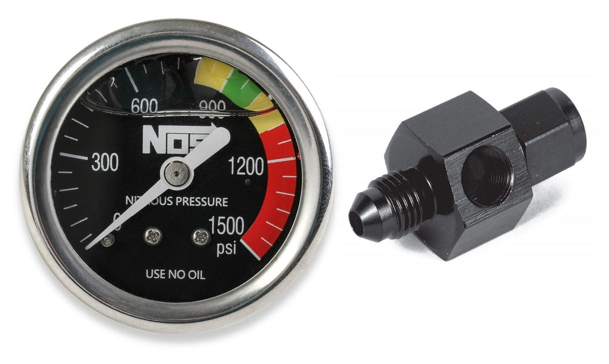 NOS 15937NOS GAUGE;N2O, BLACK, 1-1/2 SS W/AN4 ADAPTER