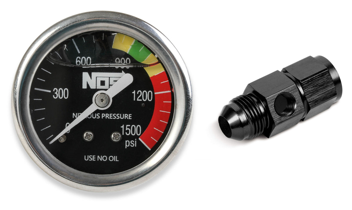 NOS 15949NOS GAUGE,N2O,BLACK W/AN8 ADAPTER, WET