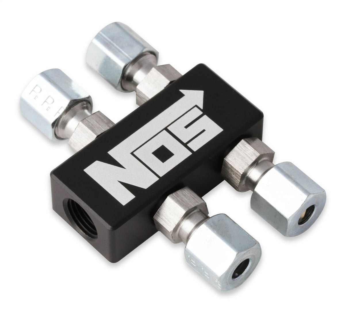 NOS 16714BNOS 1 IN 4 OUT DIST BLOCK W/COMP FITNGS, BLK