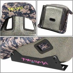 NRG Innovations FRP Bucket Seat PRISMA- Digital Camo Edition in vegan mateirla with Silver pealized black plus phone pockets. (Large) FRP-302-STORM