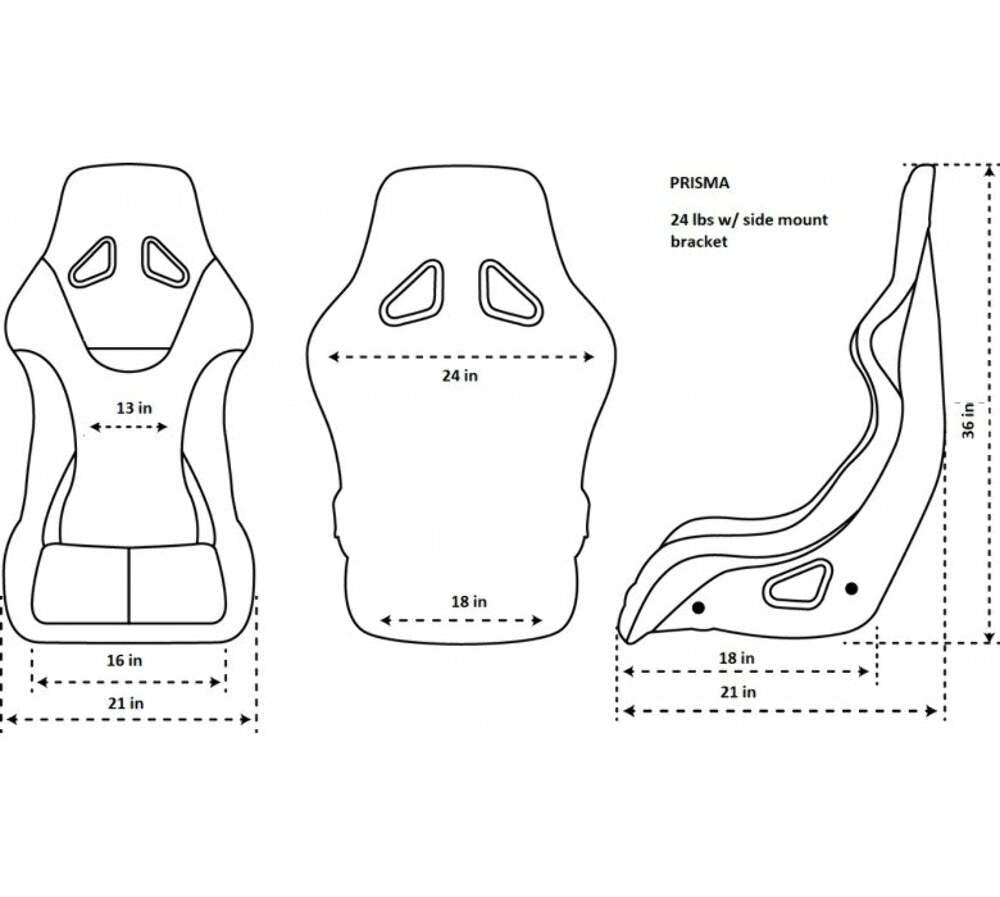 NRG Innovations FRP And Carbon Fiber Buckets Seats Singles FRP-302BK-PRISMA