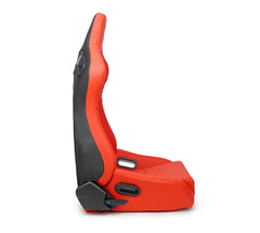 NRG Red on Black Reclinable Racing Seat Omega in Vinyl - PAIR RSC-750RD/BK L/R