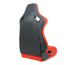 NRG Red on Black Reclinable Racing Seat Omega in Vinyl - PAIR RSC-750RD/BK L/R