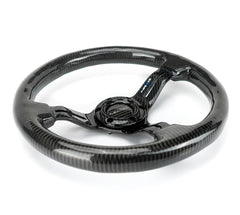 NRG Innovations CARBON FIBER STEERING WHEEL350mm 1.5" Deep Dish with Carbon Fiber Center Spoke ST-010CF-CF