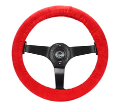 NRG Innovations Steering Wheel Cover, Red stretch micro fiber with NRG Tag  SWC-001RD