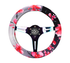 NRG Innovations Steering Wheel Cover, Sakura stretch polyester with PrismaTag  SWC-001SAKURA