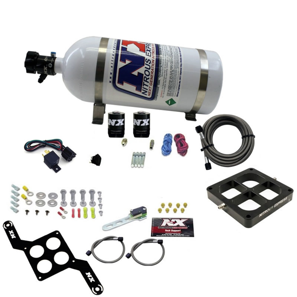 Nitrous Express Dominator Single Entry Billet Crossbar, Pro Power, (100-500HP) with 10LB Bottle 63570-10