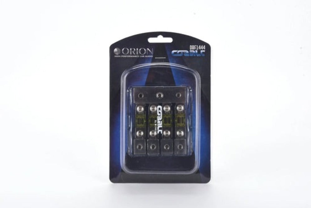 ORION MINI ANL POWER DISTRIBUTION BLOCK ONE 4/8 IN AND FOUR  4/8 GAUGE OUPUT NICKEL FINISH DBF1444