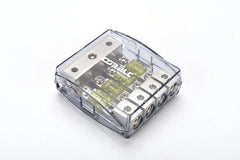 ORION MINI ANL POWER DISTRIBUTION BLOCK ONE 4/8 IN AND FOUR  4/8 GAUGE OUPUT NICKEL FINISH DBF1444