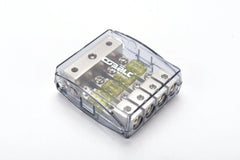 ORION MINI ANL POWER DISTRIBUTION BLOCK ONE 4/8 IN AND FOUR  4/8 GAUGE OUPUT NICKEL FINISH DBF1444